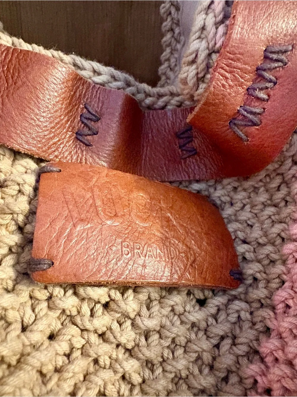 Lucky Brand Vintage Boho Crochet & Leather Shoulder Bag Tote